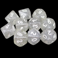 Koplow Glitter Clear 10 x D10 Dice Set