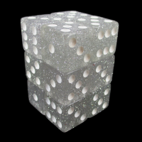 Koplow Glitter Clear Square Cornered 12 x D6 Dice Set