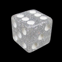 Koplow Glitter Clear Square Cornered 16mm D6 Spot Dice