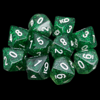 Koplow Glitter Green 10 x D10 Dice Set
