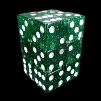 Koplow Glitter Green Square Cornered 12 x D6 Dice Set