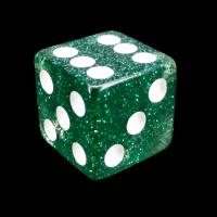 Koplow Glitter Green Square Cornered 16mm D6 Spot Dice
