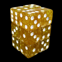 Koplow Glitter Yellow Square Cornered 12 x D6 Dice Set