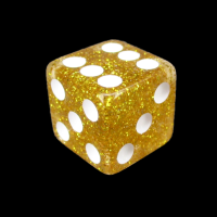 Koplow Glitter Yellow Square Cornered 16mm D6 Spot Dice