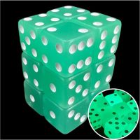 Koplow Glow in the Dark Lime Square Cornered 12 x D6 Dice Set