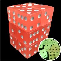 Koplow Glow in the Dark Peach Square Cornered 12 x D6 Dice Set