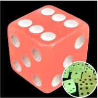 Koplow Glow in the Dark Peach Square Cornered 16mm D6 Spot Dice
