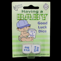 Koplow Opaque 2 x D6 Dice Game - Having a Baby Boy Good Luck