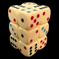 Koplow Michigan Red Eye Ivory & Multi Colour Spot 12 x D6 Dice Set
