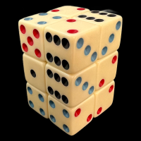 Koplow Michigan Red Eye Ivory & Multi Colour Square Corner 12 x D6 Dice Set