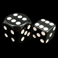 Koplow Opaque Black & White Square Cornered 12mm D6 Spot Dice