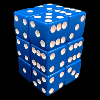 Koplow Opaque Blue & White Square Cornered 12 x D6 Dice Set