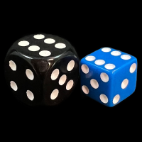 Koplow Opaque Blue & White Square Cornered 12mm D6 Spot Dice