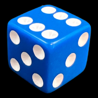 Koplow Opaque Blue & White Square Cornered 16mm D6 Spot Dice