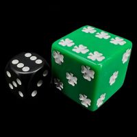 Koplow Opaque Green Lucky Shamrock Logo 25mm D6 Spot Dice
