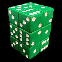 Koplow Opaque Green & White Square Cornered 12 x D6 Dice Set