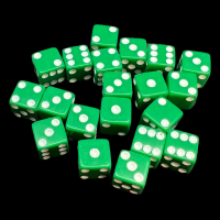 Koplow Opaque Green & White Square Cornered 8mm 20 x D6 Spot Dice Set