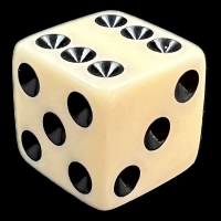 Koplow Opaque Ivory & Black Square Cornered 16mm D6 Spot Dice