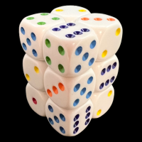 Koplow Opaque White & Rainbow Multi Colour 12 x D6 Dice Set