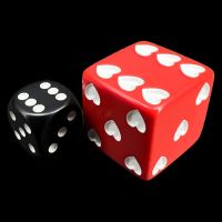 Koplow Opaque Red Love Heart Logo 25mm D6 Spot Dice