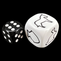 Koplow Opaque White Attributes - Animals JUMBO 22mm D6 Dice
