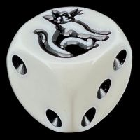 Koplow White & Black Cat Logo D6 Spot Dice