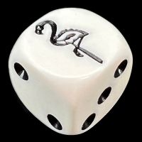 Koplow Opaque White & Black Flamingo Animal Logo D6 Spot Dice