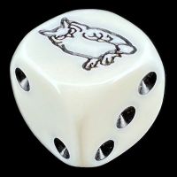 Koplow White & Black Owl Logo D6 Spot Dice