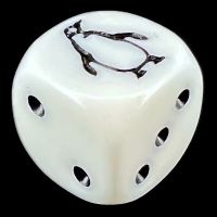 Koplow White & Black Penguin Logo D6 Spot Dice