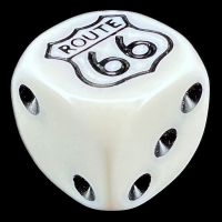 Koplow White & Black Route 66 Logo D6 Spot Dice
