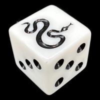 Koplow Opaque White & Black Snake Animal Logo Square Cornered D6 Spot Dice