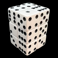 Koplow Opaque White & Black Square Cornered 12 x D6 Dice Set