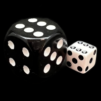Koplow Opaque White & Black Square Cornered 8mm D6 Spot Dice