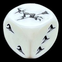 Koplow Opaque White & Black Witches Hat Logo D6 Spot Dice