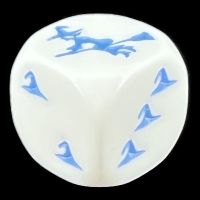 Koplow Opaque White & Blue Witches Hat Logo D6 Spot Dice