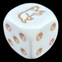 Koplow Opaque White & Brown Bear Animal Logo D6 Spot Dice