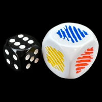 Koplow Opaque White Colour Stripe  JUMBO 20mm D6 Dice