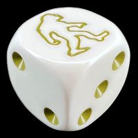 Koplow Opaque White & Gold Sasquatch Logo D6 Spot Dice