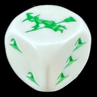 Koplow Opaque White & Green Witches Hat Logo D6 Spot Dice