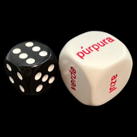 CLEARANCE Koplow Opaque White Language - Spanish Colour JUMBO 20mm D6 Dice - DISCONTINUED