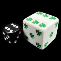 Koplow Opaque White Lucky Shamrock Logo 25mm D6 Spot Dice