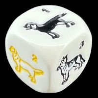 Koplow White & Multi Colour Dog Breed Logo D6 Dice