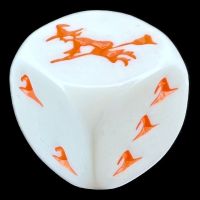 Koplow Opaque White & Orange Witches Hat Logo D6 Spot Dice