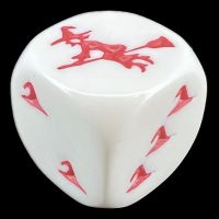 Koplow Opaque White & Red Witches Hat Logo D6 Spot Dice