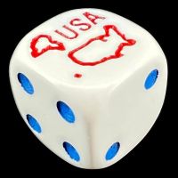 Koplow White & Multi Colour USA Logo D6 Spot Dice