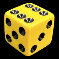 Koplow Opaque Yellow & Black Square Cornered 16mm D6 Spot Dice