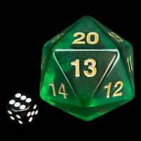 Koplow Transparent Emerald Gold MASSIVE Countdown 55mm D20 Dice
