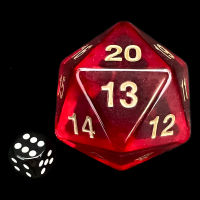 Koplow Transparent Ruby Gold MASSIVE Countdown 55mm D20 Dice