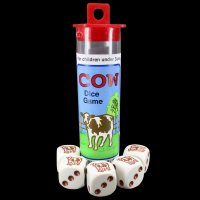 Koplow White & Brown Cow 5 x D6 Spot Dice Game