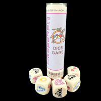Koplow White & Multi Colour Carousel 6 x 18mm D6 Dice Game